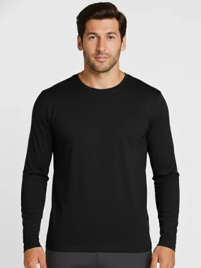 Футболка чоловіча бавовняна з довгим рукавом B&C Чорний
