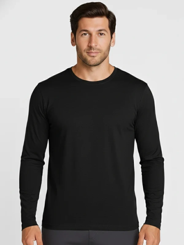 Футболка чоловіча бавовняна з довгим рукавом B&C Чорний