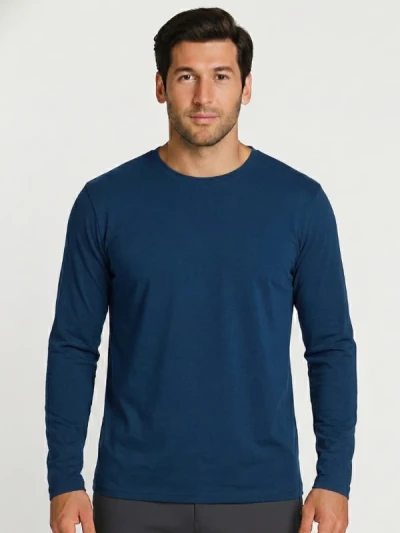 Футболка з довгим рукавом чоловіча B&C Темно-синій