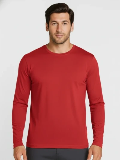 Футболка з довгим рукавом чоловіча B&C Червона