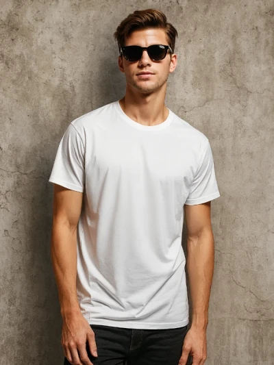 Футболка чоловіча Біла B&C 100% Бавовна