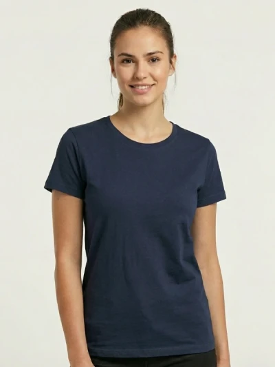 Футболка жіноча 100% бавовна B&C Темно-синя