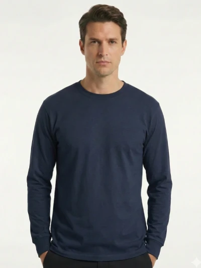 Футболка з довгим рукавом Fruit of the Loom Long Sleeve Темно-синя